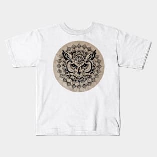 Mandala - Owl B&W Kids T-Shirt